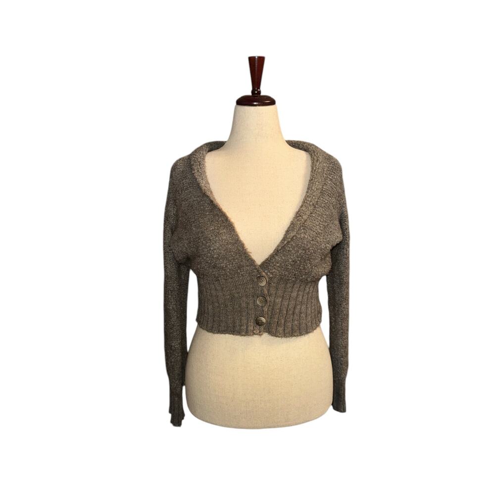 Fioreblu‎ women’s brown crop wool alpaca mohair made in Italy sweater sz M